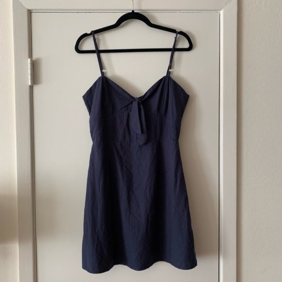 Linen Lux Tie Front Dress - Picture 1 of 6